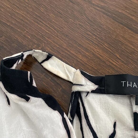 Thakoon White Black Cotton Gauze Floral Print Peplum Side Cutout Top Size 0 - Picture 6 of 11